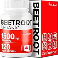 Organic Beetroot Powder Capsules 1500mg (STRONGEST IN CANADA) 2 x 750mg per cap, Source of Nitric Oxide & Beta Carotene Suppl
