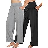 WiWi Women's Pajama Pants Bamboo Viscose Super Soft Wide Leg Palazzo Lounge Yoga Cooling Sleep Bottoms with Pockets S-XXL