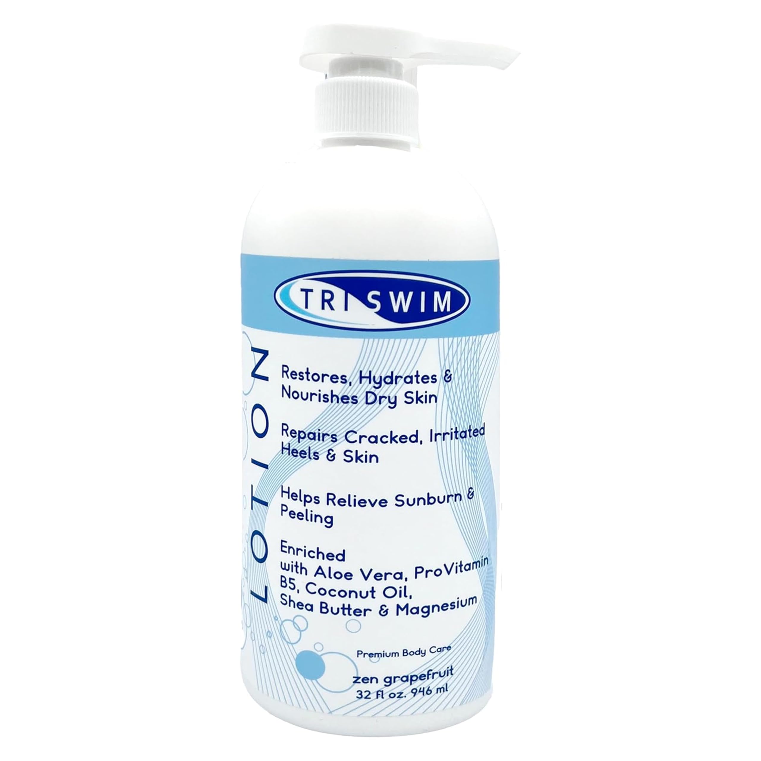 TRISWIM Skin Regenerating Body Lotion | After Swim Care | Body Moisturiser For Dry Skin | Magnesium Enriched | Moisturizing After Pool Vegan Body Lotion For Swimmers | Moisturiser Body (946 ml)