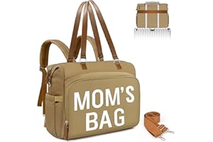 PRIPHER Diaper Bag Tote Baby Bag, 4 in 1 Diaper Tote Bag, Mom Bag for Hospital with Insulated Pockets, Diaper Bag Backpack, Baby Diaper Bag for Labor & Delivery, Large Waterproof Travel Baby Bag, Khaki