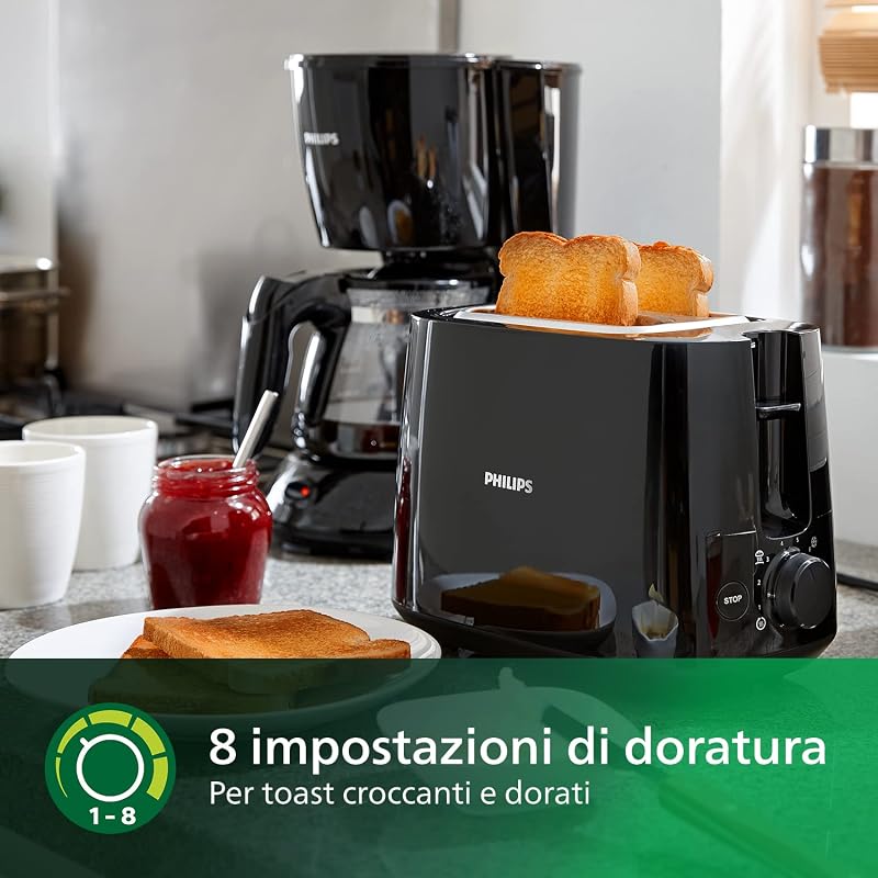 Daily Collection Tostapane 2 Fette, 8 Impostazioni, 830W, Nero — foto 5 di 7