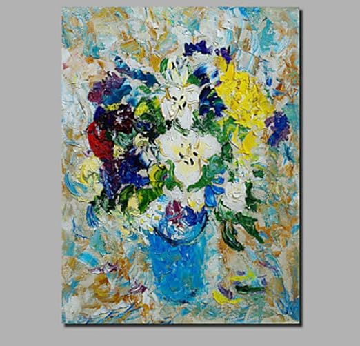 Pintura Al Oleo Pintada A Mano Sobre Lienzo Extracto Botanico