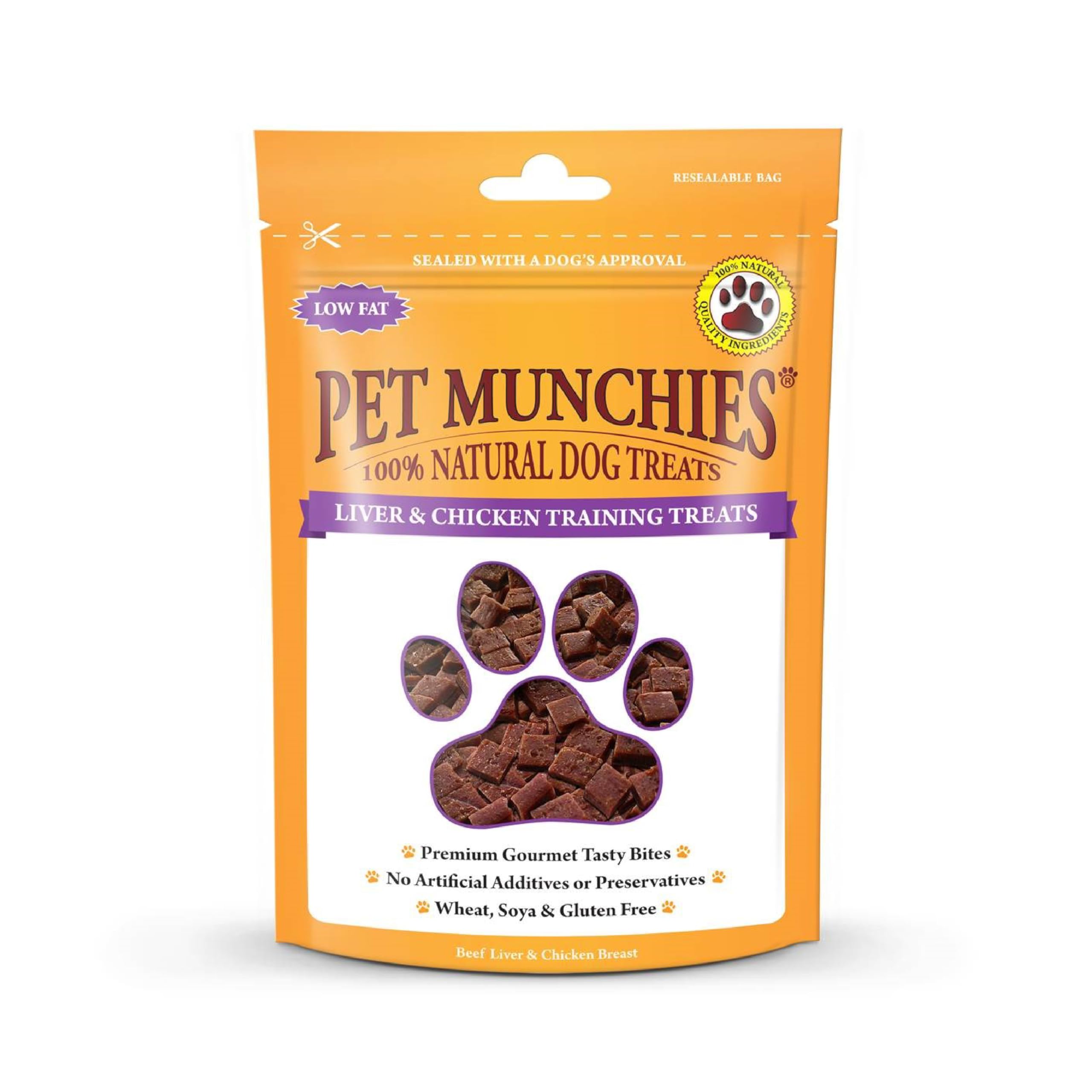 Pet Munchies Liver and Chicken Dog Training Treats, Grain Free Tasty Bites with Natural Real Meat, Low in Fat and High in Protein 50g (Pack of 8)