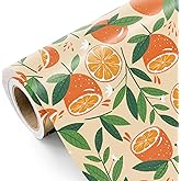 WRAPAHOLIC Orange Fruits Wrapping Paper Roll - Mini Roll - 17 Inch x 9.8 Feet - Orange and Leaves Design, Perfect for Summer, Birthday, Wedding, Bridal Shower