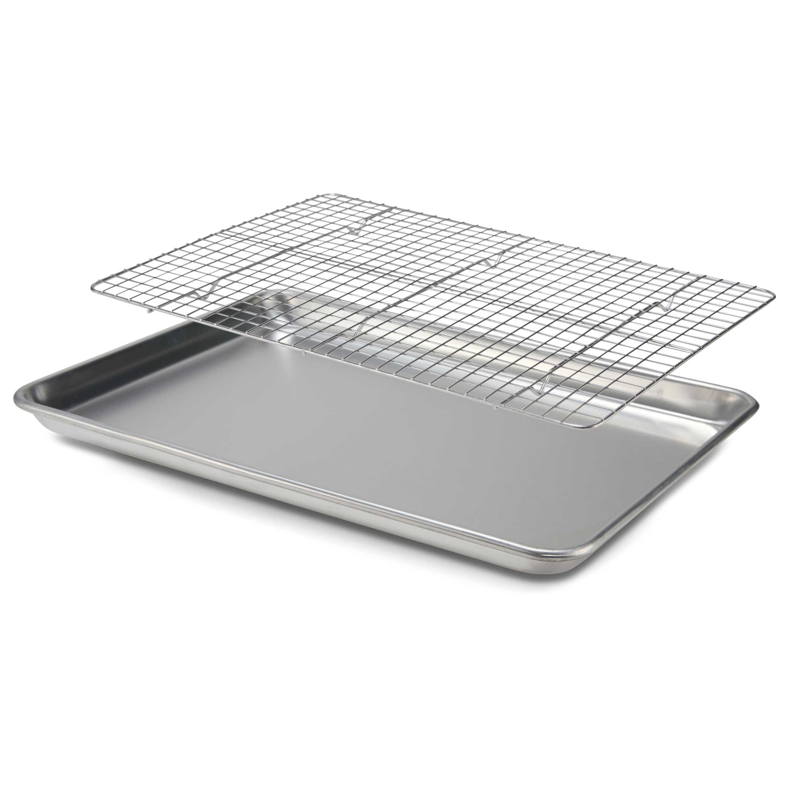 Checkered Chef Baking Tray Set - 1 Pack, 13 x 18 Inch Aluminium Baking Trays for Oven Roasting w/Wire Cooling Rack - Heavy Duty, Oven Tray Sheets for Cooking
