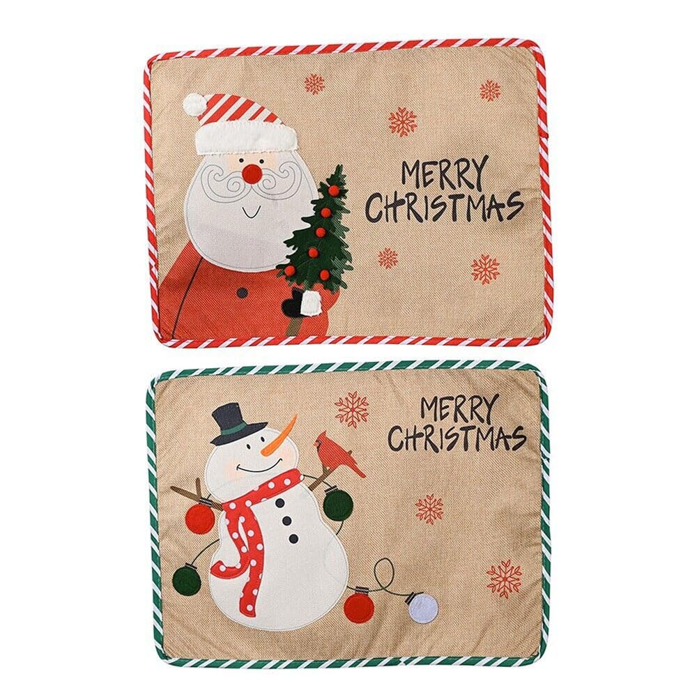 2 Pieces Non-Slip Table Mats, Creative Embroidery Placemats, Christmas Table Decorations, Placemats for Christmas Party