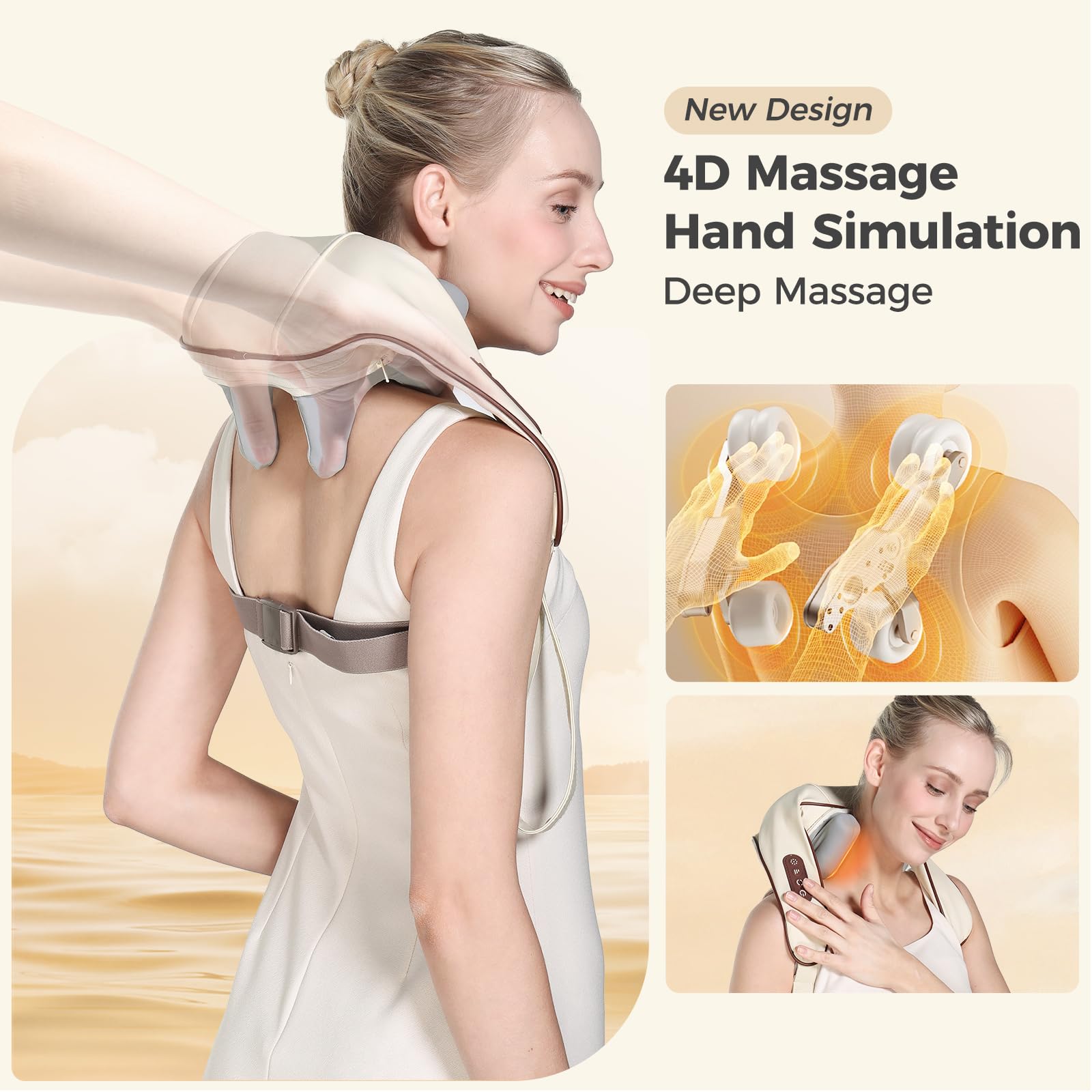 Condition photo showing New/Like New for kppex 4d deep cordless neck massager pillow,shiatsu shoulder massager,leg and back pain relief tissu