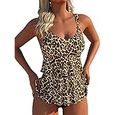 ROSEWE Womens Ruffle Tier Tankini Swimsuits, 2 Piece Set Swimwear, Bathing Suits with Mid Waisted Briefs