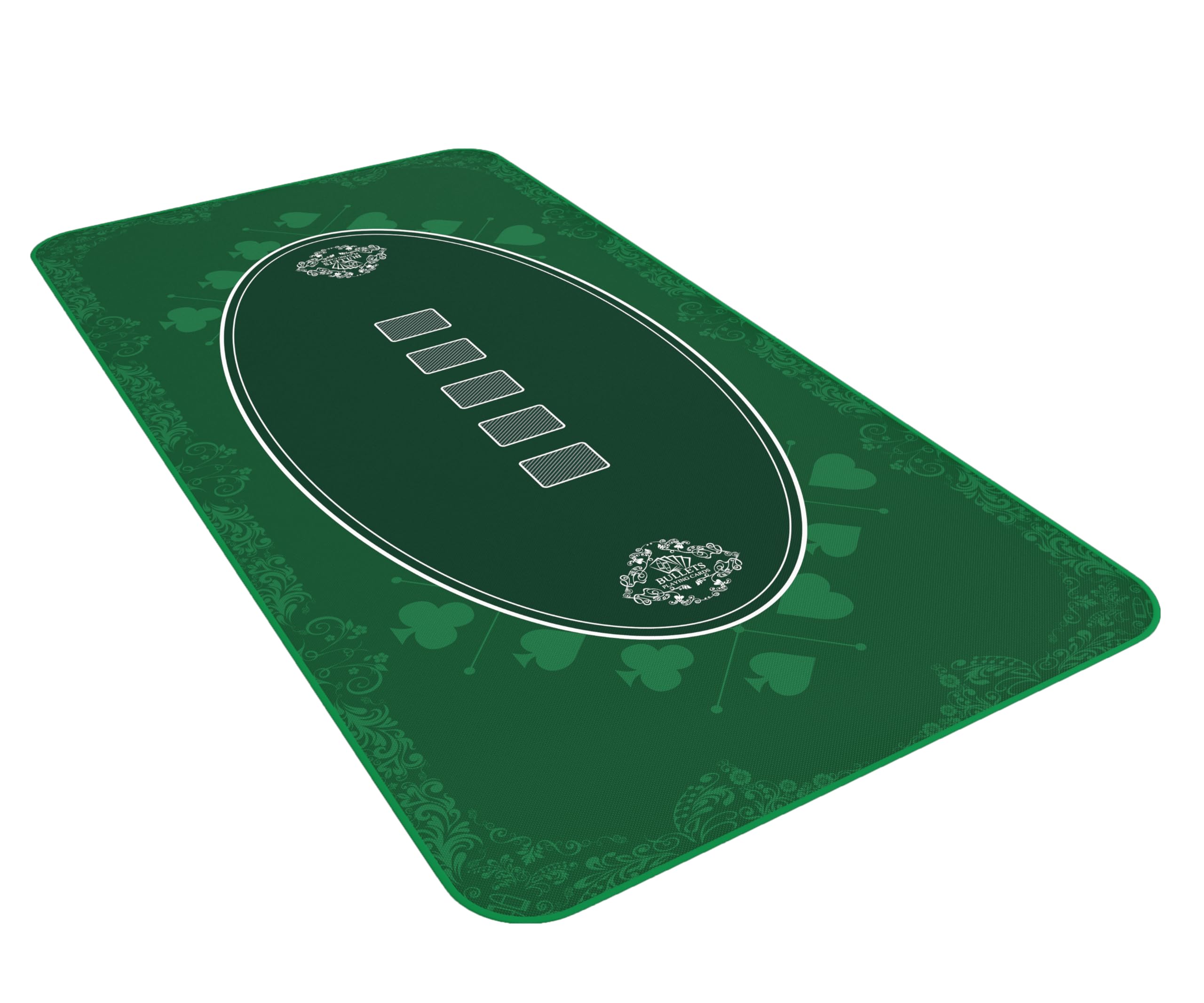 Bullets Playing Cards Designer Poker Mat Green in 140 x 75 cm for Your Own Poker Table - Deluxe Poker Cloth - Poker Rug - Poker Table Cover