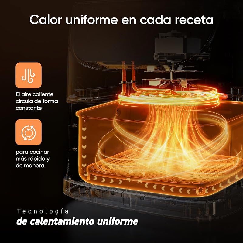 Fritadeira cosori sem óleo 5,5 l, fritadeira de ar quente com 100 receitas em espanhol, 11 programas, tela de toque led, cesto antiaderente, temporizador