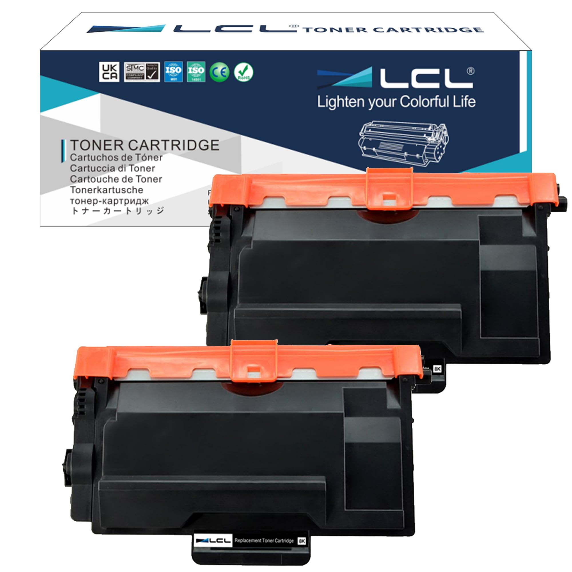 LCL Compatible Toner Cartridge TN3480 TN-3480 TN3485 TN-3485 (2PK Black) Replacement for Brother DCP-L5650DN MFC-L5700DW MFC-L5850DW MFC-L5900DW MFC-L6700DW MFC-L6750dw MFC-L6800DW MFC-L6900DW