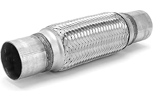 Stainless Steel Exhaust Flex Pipe, 2.25x12in Woven Exhaust Repair Flexible Pipe Bellows Flex Joint 57mm Stainless Steel for C