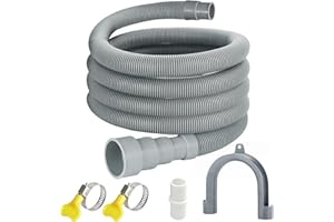 JMLWLZX Universal Washing Machine Drain Hose, 10 Feet Flexible Washing Machine Drain Hose, Washer Drain Hose, Portable Discharge Washer Hoses with 1 Extension Adapter and 2 Hose Clamps, 1 U-Bend Hose Holder