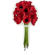 MOEFAL 18 Pcs Real Touch Red Anemone Flowers – Artificial Poppies with Black Center, Faux Wildflowers for Wedding Bouquet, Valentine's Decor, Christmas Centerpieces, DIY Floral Arrangement
