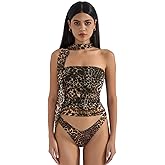 SUUKSESS Women Ruched Strapless Mesh Tube Top Y2k Sleeveless Bandeau Tank Tops with Scarf 2025