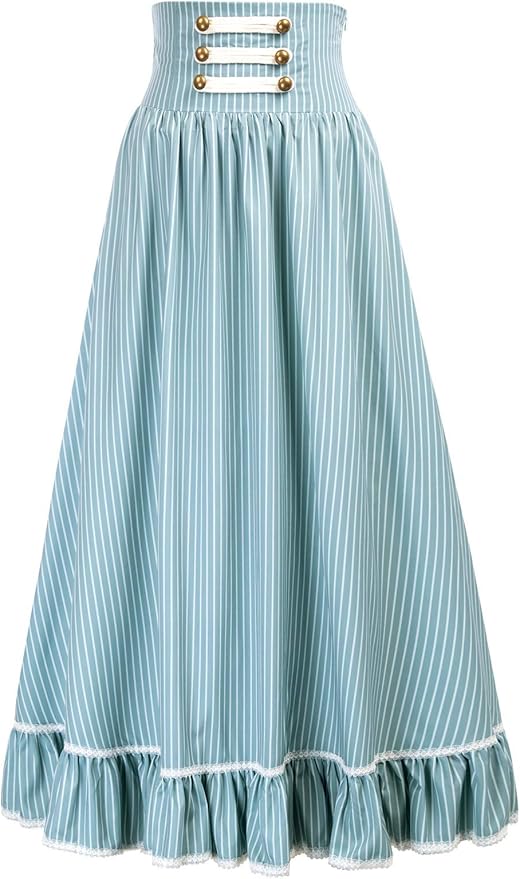 SCARLET DARKNESS Women Victorian Maxi Skirt Vintage High Waist A Line