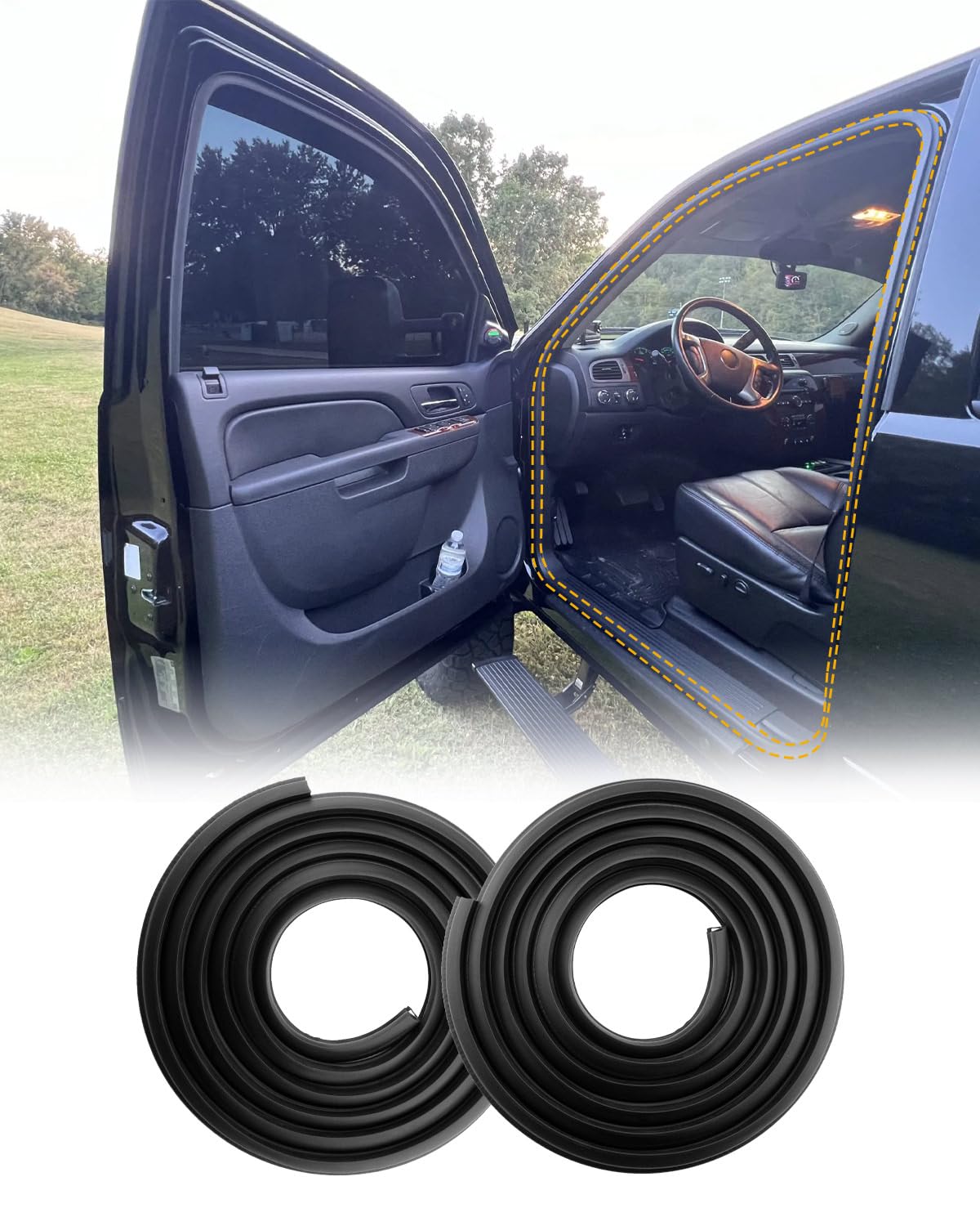 Photo 1 of Door Seal Weatherstrip(2 PCS), Compatible with 2007-2014 Chevy Silverado GMC Sierra 1500/2500HD/3500HD, Crew Cab Regular Cab, Rubber Seal Trim Weather Stripping, Front Left & Right Side 22766400 G3161
