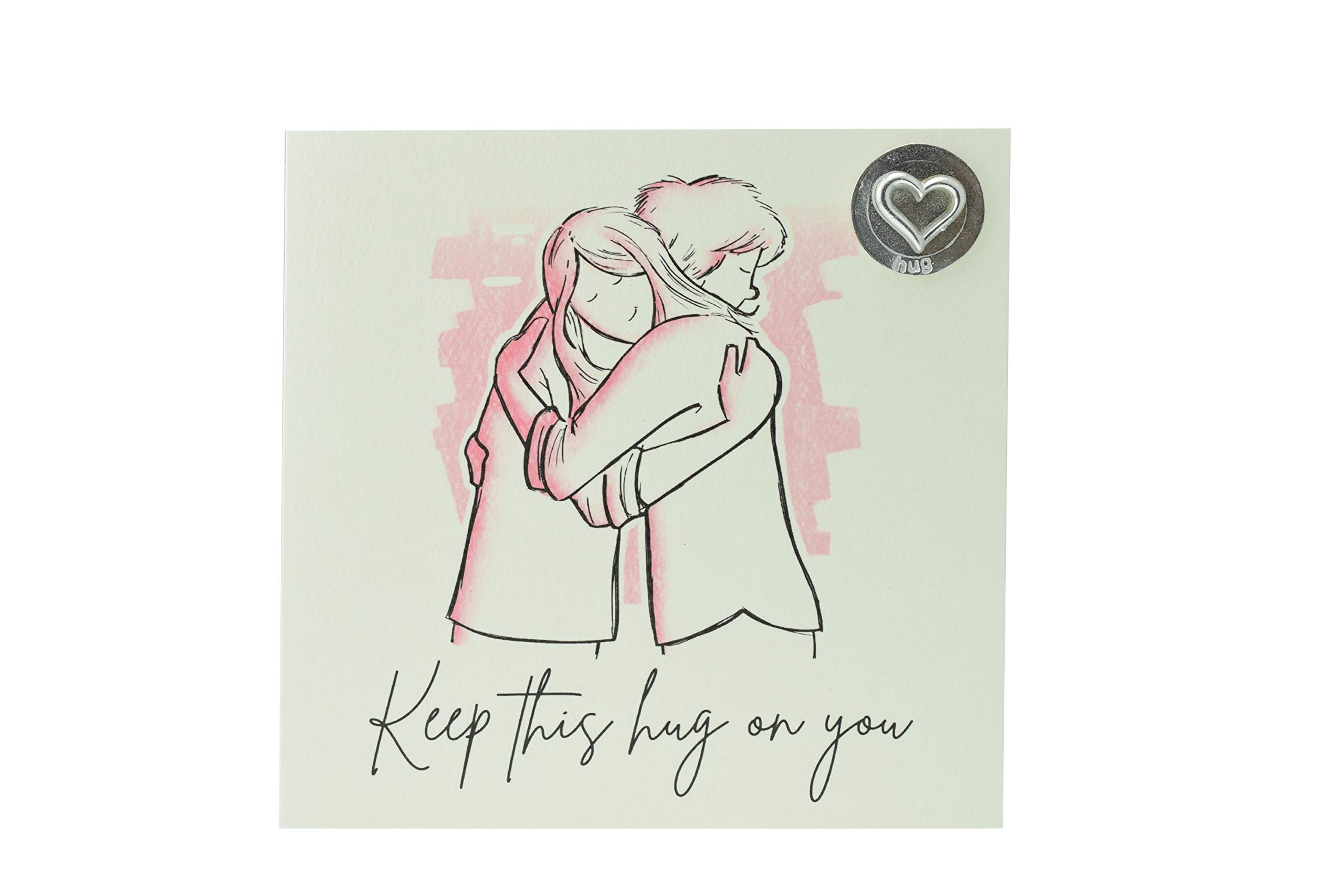 Hug Card with Hug Token – Friends Hug with message ‘Keep this hug on you’ Thinking of You Card (gc-wayhugggkeep)