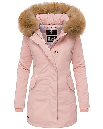 Marikoo Damen Parka Jacke Winterjacke Fellkapuze Trend Farben KRM55