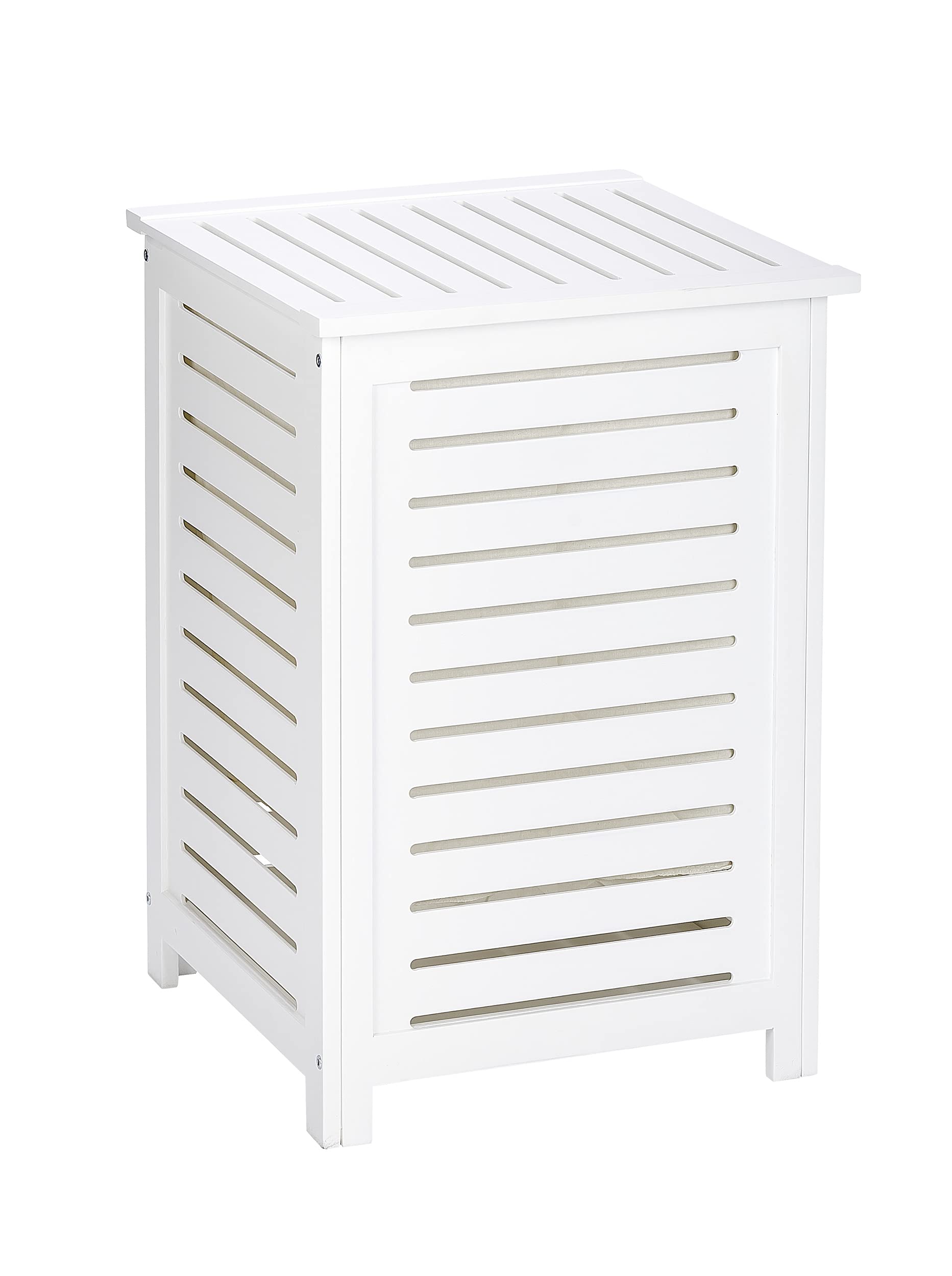 WENKO 21857100 Laundry bin Oslo - laundry collector, Wood, 45 x 65 x 45 cm, White