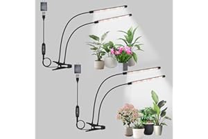 Sondiko Grow Lights for Indoor Plants Full Spectrum, 2 Heads Plant Lights Indoor with 3 Spectral Modes, 10 Level Brightness, 