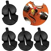Cheerock 4-Pack Violin Mute, Rubber Viola Cello Practice Silencer for 4/4 | Tourte Style Black Rubber Design, Full Size Sound Dampener, Acoustic Guitar Banjo Compatible