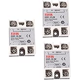 3pcs SSR-10DA Solid State Relay Single Phase Semi-Conductor Relay Module Input 3-32V DC Output 24-380V AC for Temperature Con