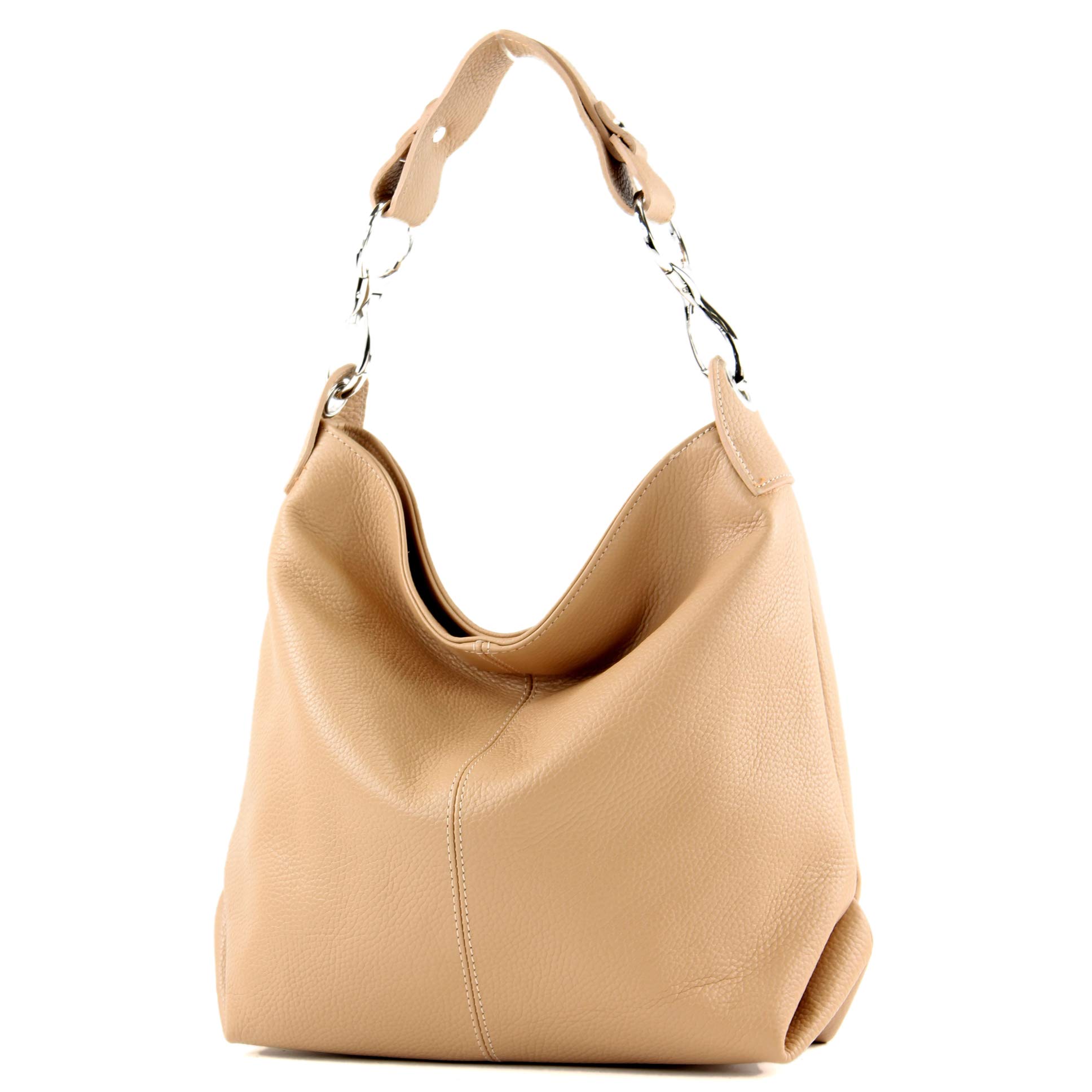 modamoda de - ital. Leather bag Shoulder bag Ladies bag Shoulder bag Leather T168, Colour:beige — image 1