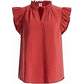 Anne Klein Plus-Size Ruffle Sleeve V-Neck Printed Top