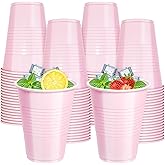 Auroexisot 100 Pieces 16oz Pink Plastic Cups Pink Disposable Cups Drinking Cups for Party Birthday Wedding Graduation Christmas