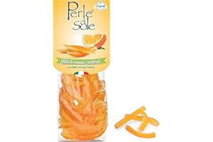 Perle di Sole Candied Orange Peels Dipped in Sugar - Italian Candied Orange Peel Slices for Baking and Snacking (3.5 oz | 100 g) Single Bag