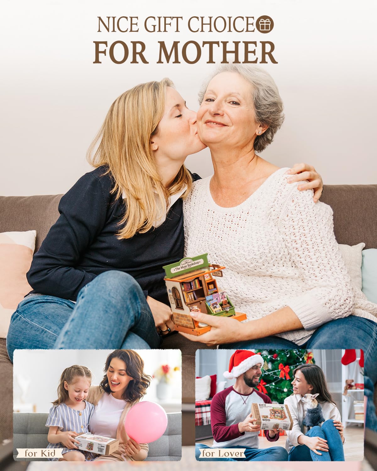 Rolife DIY Mini Building House Miniature Kit-The Muse Bookshop, Miniature Lifestyle Mini Bookshelf Decoration, DIY Hobbies/Gifts for Craftsman (The Muse Bookshop)