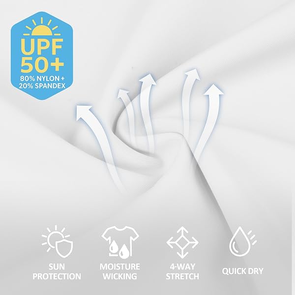 BOMBROOSTER 2 PACK UPF 50+ MENS SWIM SHIRT LONG SLEEVE RASH GUARD – MOISTURE WICKING, COOLING NYLON FOR SUN PROTECTION & OUTDOOR ACTIVITIES WHITE