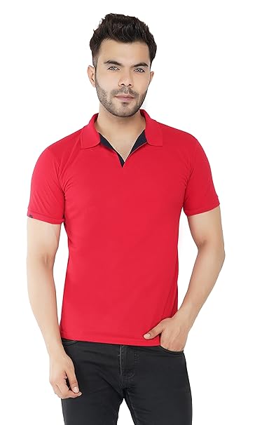 Buy RUNDOWN Men's Red Collared T-Shirt at Amazon.in