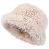Erying Fuzzy Bucket Hat for Women Fluffy Faux Fur Warm Luxurious Winter Bucket Hat Fisherman Cap