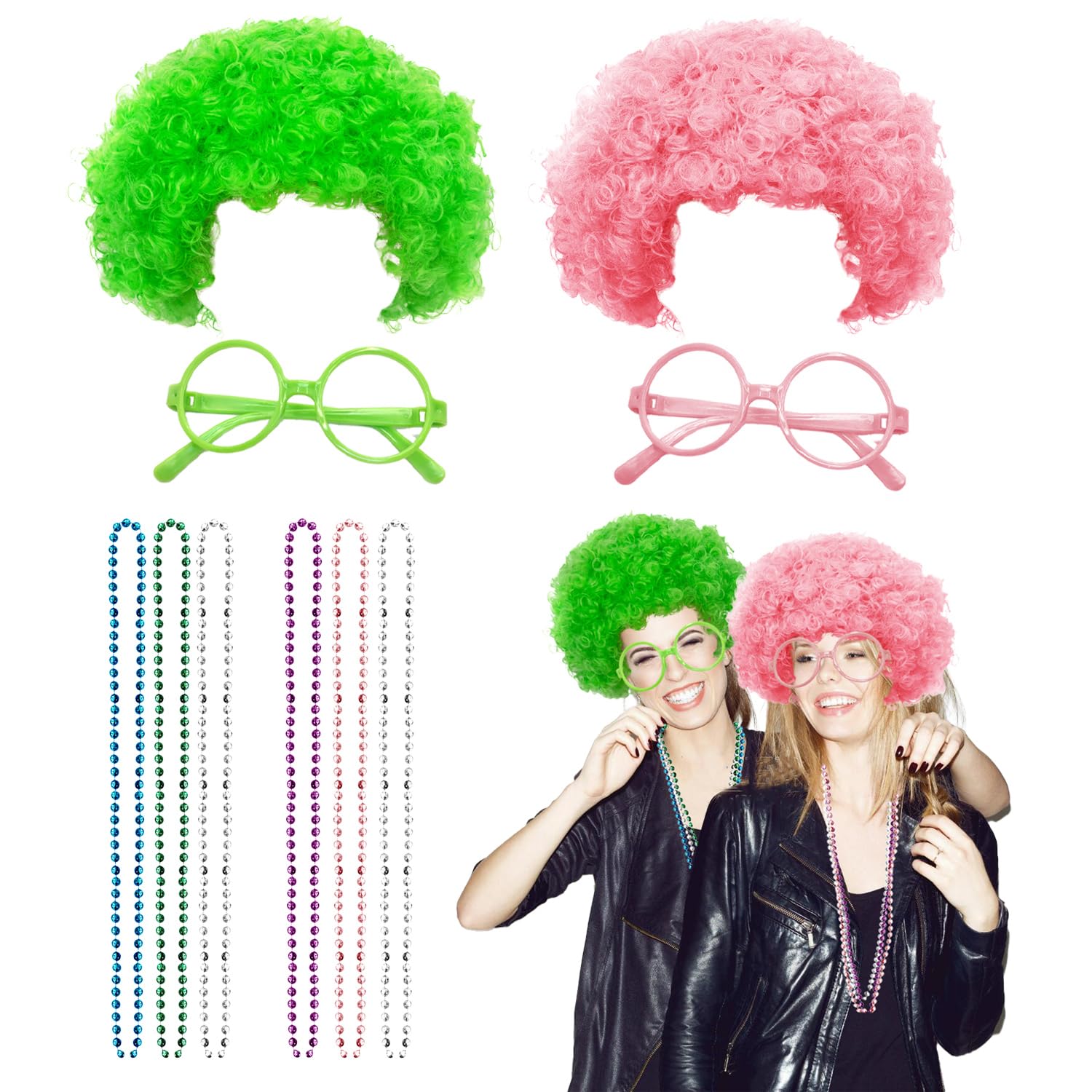 Photo 1 of 10 piece Fluffy Afro Synthetic Wig Set Halloween Party Cosplay Funny take pictures Costume Accessories? for Men and Women