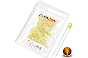 Chanzon 100 pcs 3mm Blinking Yellow LED Diode Lights 1.5Hz Flashing (Diffused Lens Frosted Round DC 2V 20mA) Bright Lighting Bulb Lamps Electronics Components Indicator Light Emitting Diodes