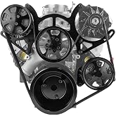 Crank/Accessory Pulley Compatible with Small Block Chevy 265/283/305/307/327/350/383/400 - Black Aluminum Performance Build, Direct Fit