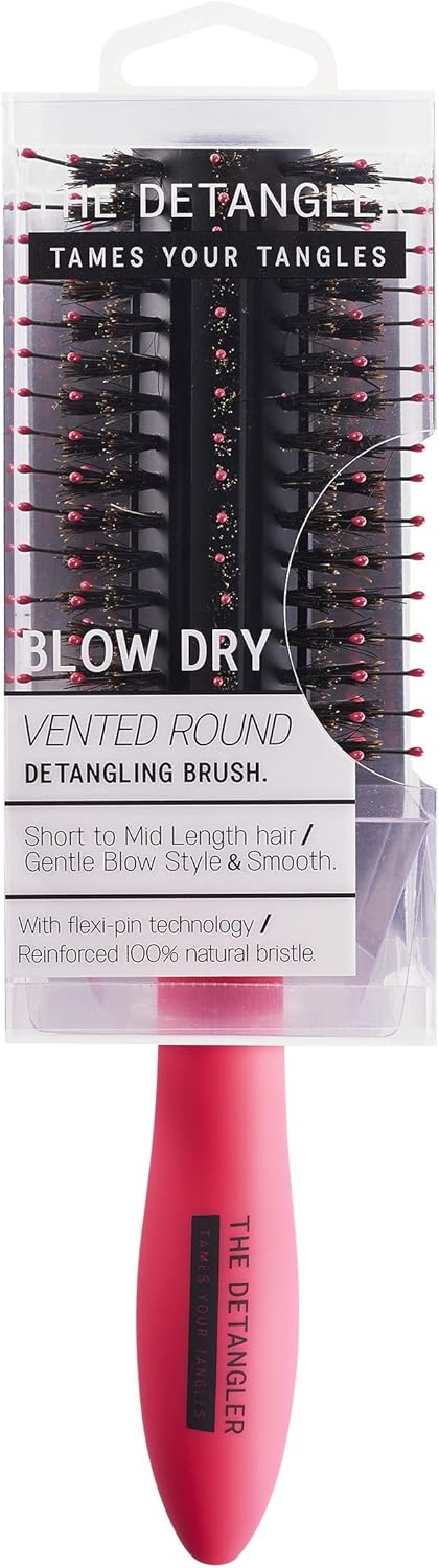 The Detangler Blow Dry Vented Round Grooming Hair Brush with Reinforced Bristle, Melon - Image 3