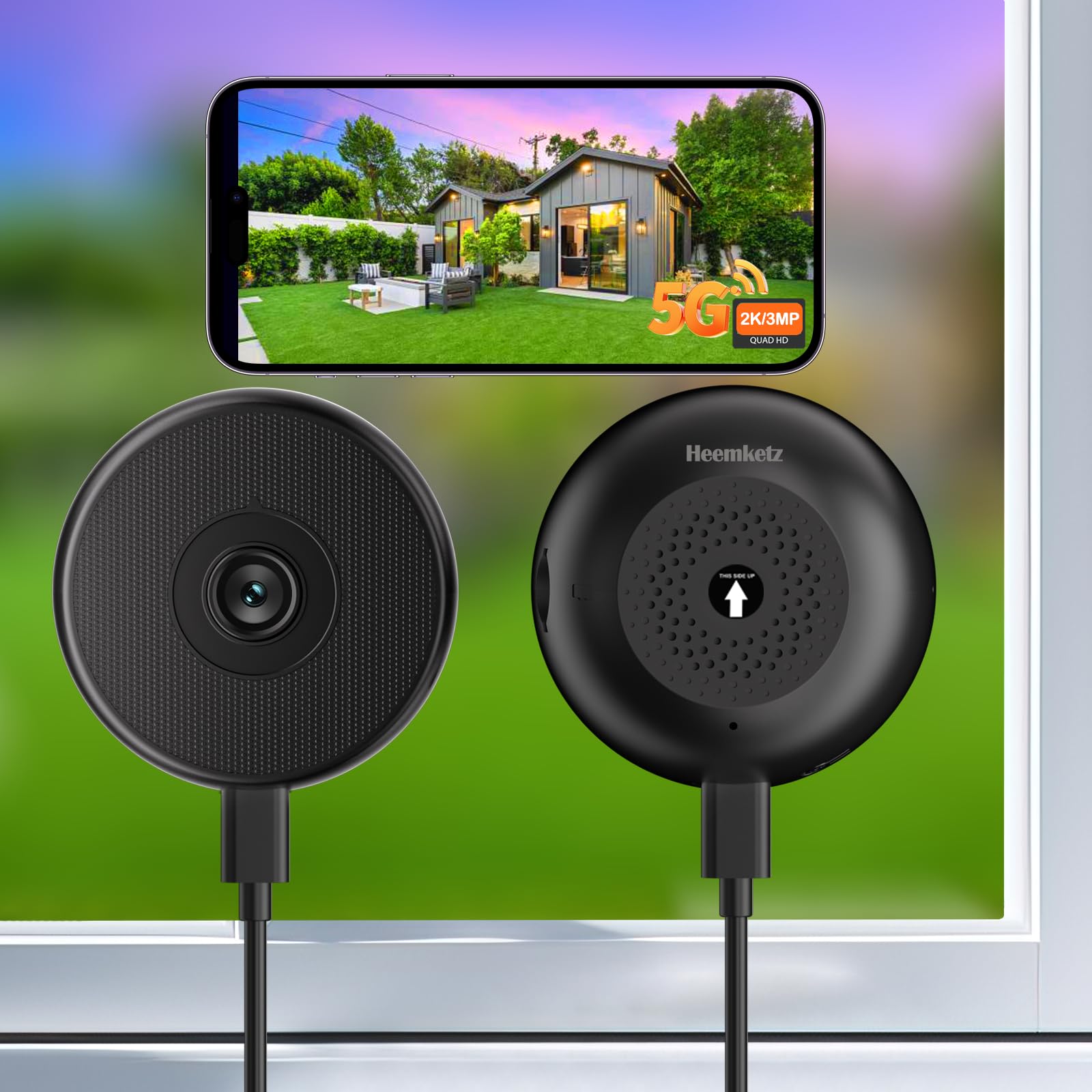 Photo 1 of Heemketz 2 Pack No-Drill Window Camera, 5GHz & 2.4GHz WiFi 2K Outdoor Monitoring Thru Glass, Anti-Glare Full Color Night Vision, Window Mounted Security Camera for Home Security, Works with Alexa