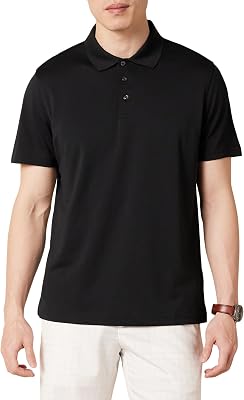 Polo de Golf pour Homme, Manches Courtes, Coupe ajustée, séchage Rapide, Noir, Taille M