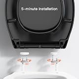 Pipishell Soft Close Toilet Seat with Quick Release, O Shape, Black view 5