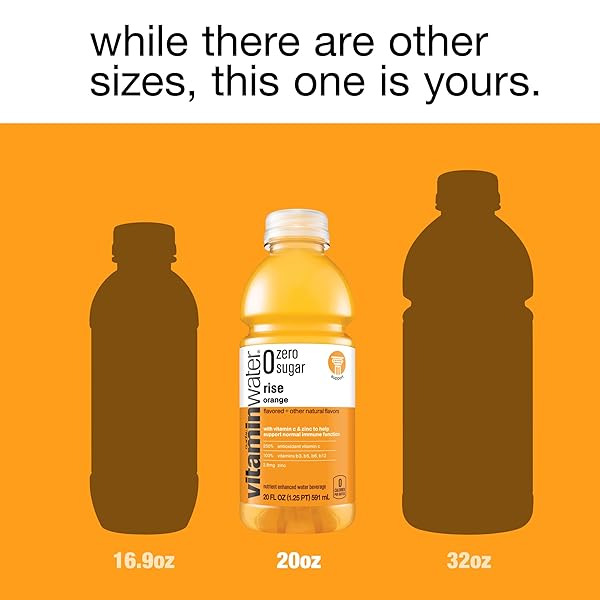 VITAMINWATER ZERO SUGAR RISE ORANGE NUTRIENT ENHANCED FLAVORED WATER BEVERAGE, 20 FL OZ BOTTLES, 12 PACK