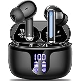 Wireless Earbuds Bluetooth 5.4 Headphones HiFi Stereo 42H Playback in Ear with 4 ENC Noise Cancelling Mic, IPX7 waterproof and LED battery display screen for Running Fitness Office Ear Buds in Black