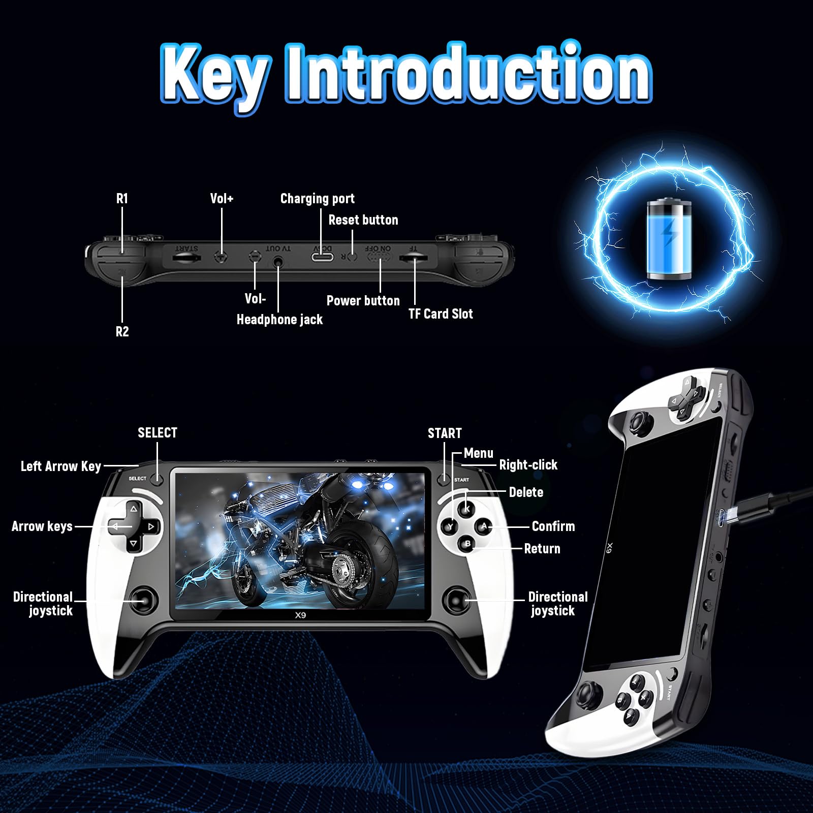 X9 Retro Handheld Game Console 5.5