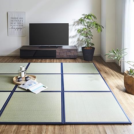 Amazon 国産 い草 置き畳 ユニット畳 cm あぐら 4枚セット 新 ネイビー x4 2畳 ユニット 畳マット 和室 和風 リビング 軽量 防音 傷防止 和モダン 日本製 Tatami ジョイントマット プレイマット ベビーマット フロアマット 国産 イケヒコ