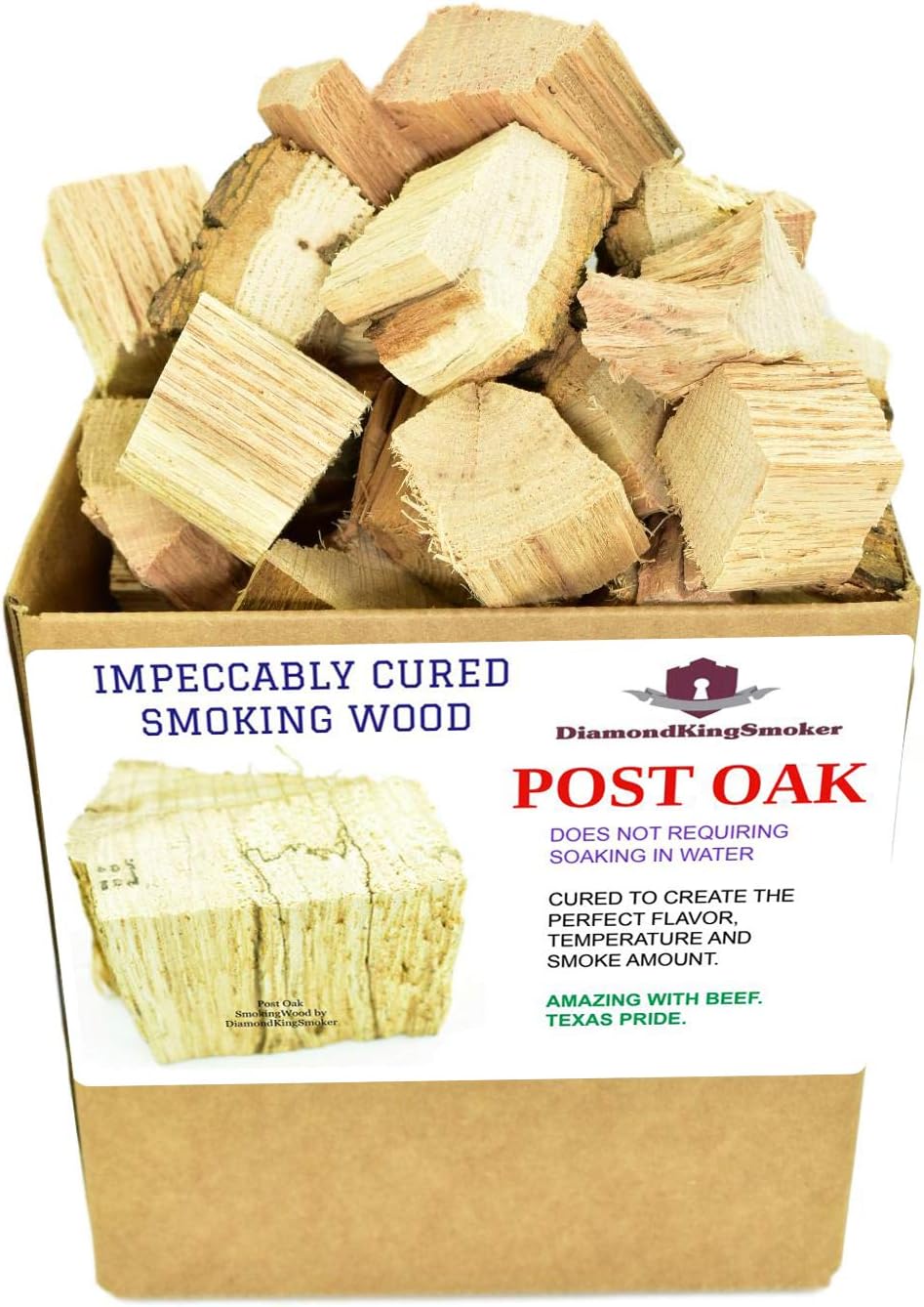 DiamondKingSmoker Smoking Wood Chunks 100% All Natural Barbecue Smoker Chunks for Grilling and BBQ | Large Cut Smoker Chips | Season Air-Dried for Premium Flavor Profile (Post Oak, 14 lbs)