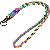 LAREDTREE Heavy Duty Paracord Lanyard Keychain, Paracord Necklace Cell Phone Keychain Whistles Wrist Braided Strap for Men Women Outdoor Activities, Camera, Traveling(Colourful)