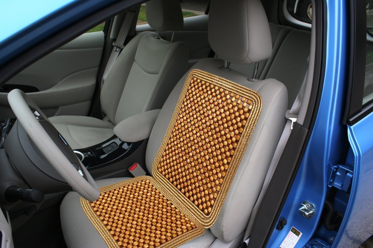 Zone Tech Wooden Beaded Car Driver seat Cushion Natural Double Strung