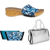 Onesole Leisure Corky Turq Coral Travel Kit, Interchangeable Coral Top and a Solid Turquoise Top, Leisure Corky Soft Step Shoes, Tops for women's wedge Sandals, As Seen on Shark Tank